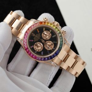 Đồng Hồ Rolex Daytona Rainbow 116595 Vàng Khối Kim Cương Đá Quý 40mm (2)