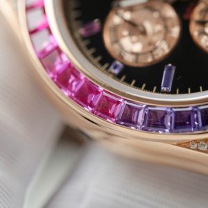 Đồng Hồ Rolex Daytona Rainbow 116595 Vàng Khối Kim Cương Đá Quý