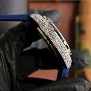 Đồng Hồ Rolex Fake Cao Cấp Đính Đá Viền Xanh DateJust 41mm (2)