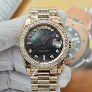 Đồng Hồ Rolex Fake Cao Cấp Mặt Xà Cừ Tím Day-Date Máy Thụy Sỹ 40mm (1)