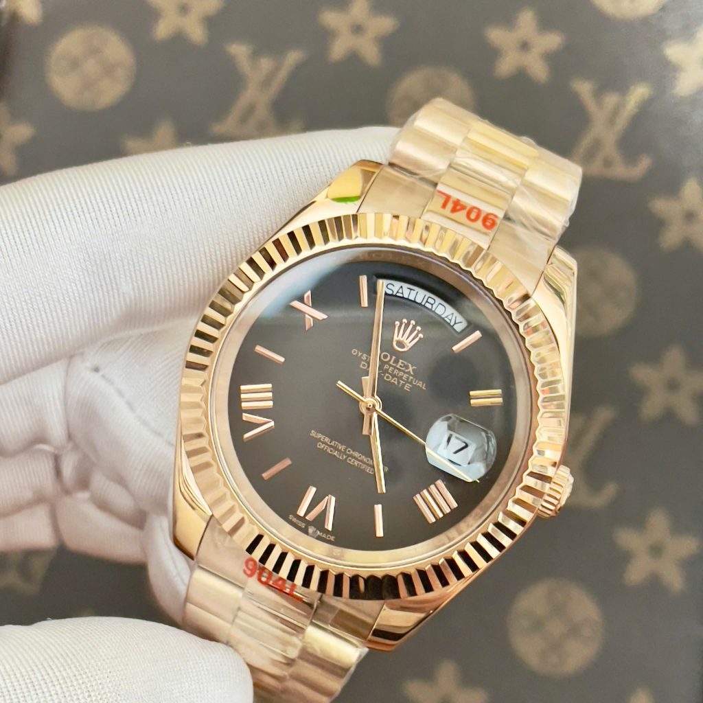 Đồng Hồ Rolex Fake Cơ Automatic Nhật Day-Date Mặt Ombre Xám 38-40mm (6)
