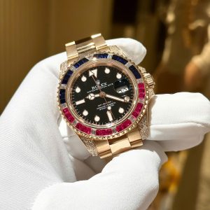 Đồng Hồ Rolex GMT Master II Phủ Vàng Đính Đá Quý Tổng Hợp 40mm (1)