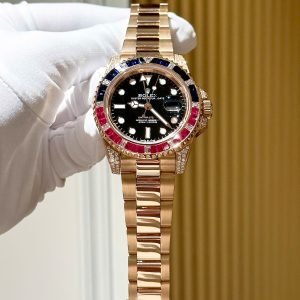 Đồng Hồ Rolex GMT Master II Phủ Vàng Đính Đá Quý Tổng Hợp 40mm (1)