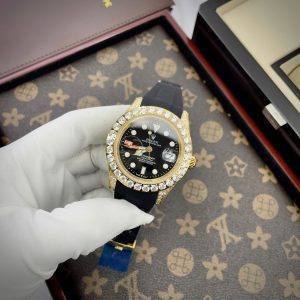 Đồng Hồ Rolex Nam Đính Đá CZ Màu Vàng Máy Cơ Nhật 41mm (1)