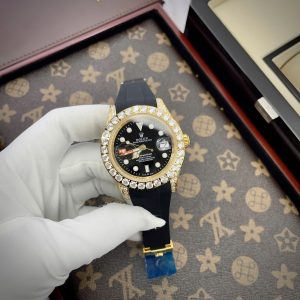 Đồng Hồ Rolex Nam Đính Đá CZ Màu Vàng Máy Cơ Nhật 41mm (1)