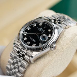 Đồng Hồ Rolex Nam Rep 11 Mặt Số Đen Đính Đá Xưởng Clean 126234 36mm (1)