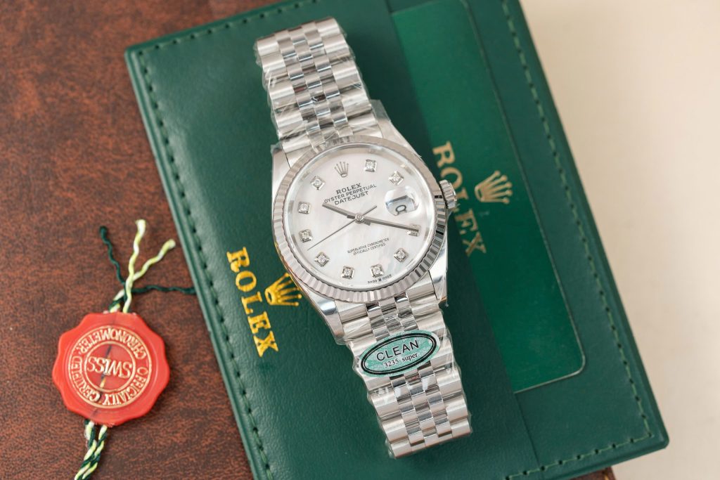 Đồng Hồ Rolex Nam Rep 11 Mặt Số Xà Cừ Trắng Xưởng Clean 126234 36mm (1)