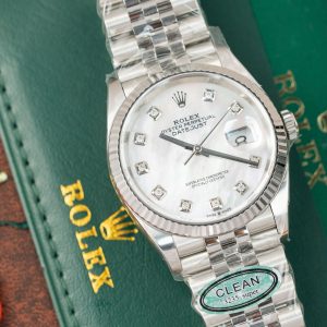 Đồng Hồ Rolex Nam Rep 11 Mặt Số Xà Cừ Trắng Xưởng Clean 126234 36mm (1)