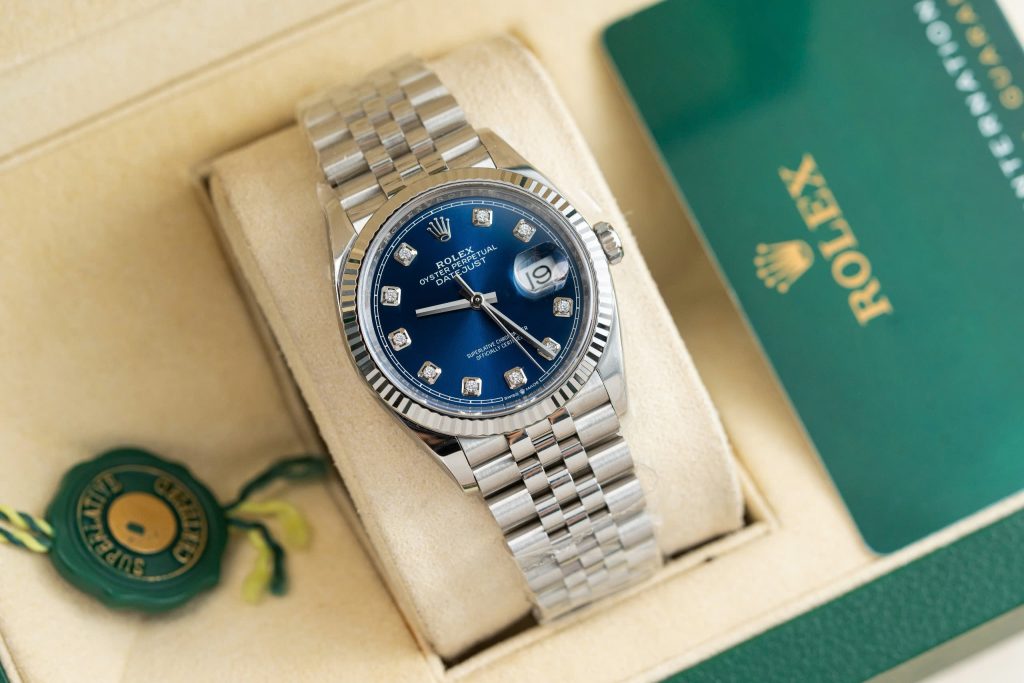 Đồng Hồ Rolex Nam Rep 11 Mặt Xanh Dương Đính Đá Xưởng Clean 126234 36mm (1)