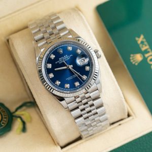 Đồng Hồ Rolex Nam Rep 11 Mặt Xanh Dương Đính Đá Xưởng Clean 126234 36mm (1)