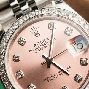 Đồng Hồ Rolex Nữ Đính Đá DateJust Mặt Số Hồng Replica 11 31mm (1)