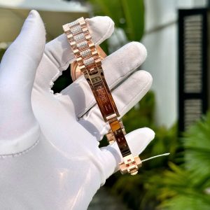 Đồng Hồ Rolex Nữ Đính Full Đá Moissanite Phủ Vàng Hồng 18K 31mm (1)