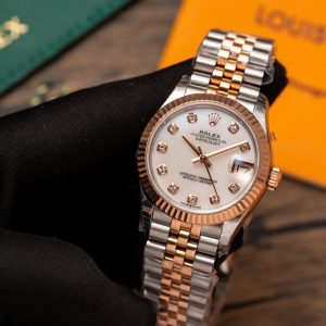 Đồng Hồ Rolex Nữ Rep 11 Mặt Xà Cừ Cọc Số Đá Dây Jubilee 31mm (1)