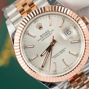 Đồng Hồ Rolex Phủ Vàng Thật DateJust Cọc Số Dạ Quang Xưởng GM 41mm (1)