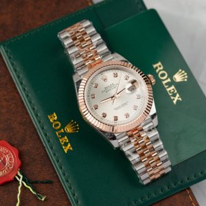 Đồng Hồ Rolex Phủ Vàng Thật DateJust Cọc Số Dạ Quang Xưởng GM 41mm (11)