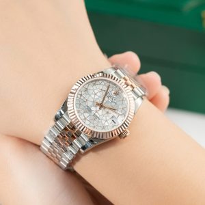 Đồng Hồ Rolex Phủ Vàng Thật Mặt Hoa Lá Chế Tác Hong Kong 31mm (1)