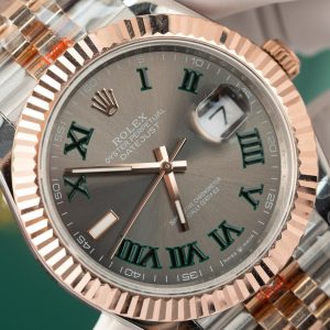Đồng Hồ Rolex Phủ Vàng Thật Mặt Số Wimbledon Datejust Xưởng GM 41mm (1)