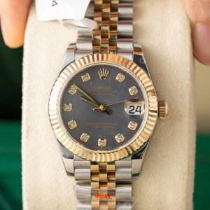 Đồng Hồ Rolex Phủ Vàng Thật Mặt Xà Cừ Tím Chế Tác Hong Kong 31mm (1)