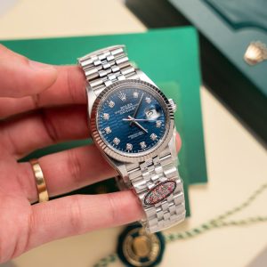 Đồng Hồ Rolex Replica 11 Mặt Xanh Dương Cọc Số Đá Xưởng Clean 126234 36mm (2)