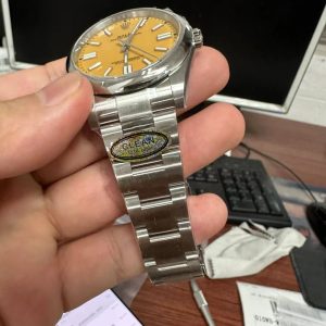 Rolex Oyster Perpetual 124300 Yellow Dial Replica Watch Clean Factory 41mm (6)