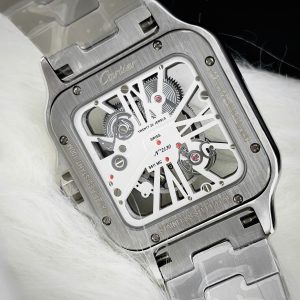Đồng Hồ Cartier Fake Máy Nhật Pin Mặt Đen Dây Kim Loại Nam 40mm (6)