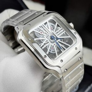 Đồng Hồ Cartier Fake Máy Nhật Pin Mặt Trắng Dây Kim Loại Nam 40mm (1)