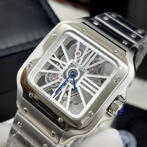 Đồng Hồ Cartier Fake Máy Nhật Pin Mặt Trắng Dây Kim Loại Nam 40mm (1)
