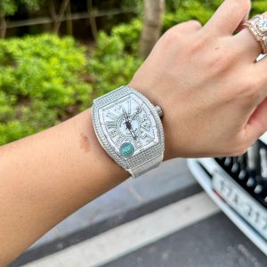 Đồng Hồ Franck Muller V45 Nam Màu Trắng Đính Đá Replica Xưởng ABF 45mm (5)