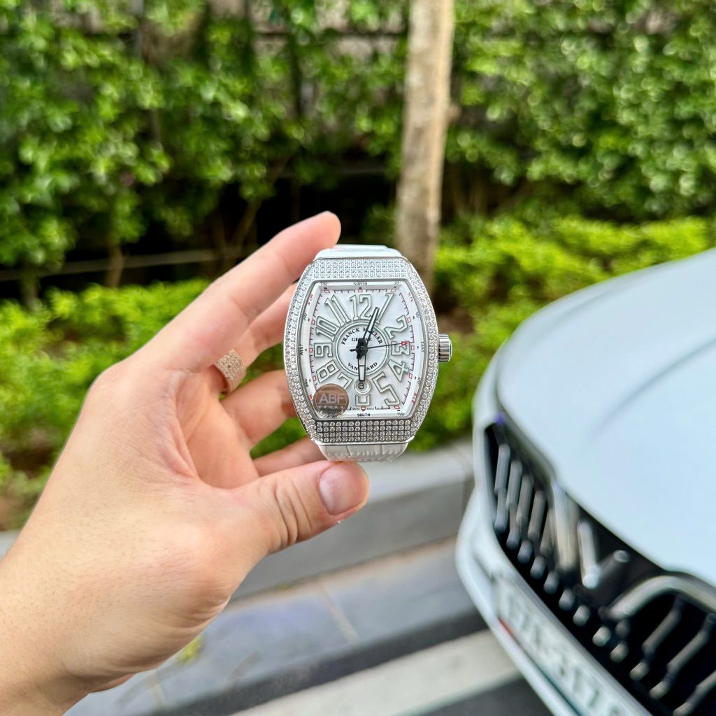 Đồng Hồ Franck Muller V45 Nam Màu Trắng Đính Đá Replica Xưởng ABF 45mm (5)