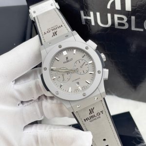 Đồng Hồ Hublot Chronograph Màu Xám Máy Cơ Automatic Fake Nhật 42mm (6)