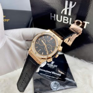 Đồng Hồ Hublot Chronograph Máy Cơ Nhật Đính Đá Màu Đen Nam 42mm (2)