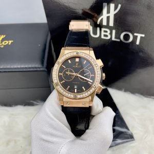 Đồng Hồ Hublot Chronograph Máy Cơ Nhật Đính Đá Màu Đen Nam 42mm (2)