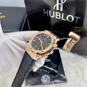 Đồng Hồ Hublot Chronograph Máy Cơ Nhật Đính Đá Màu Đen Nam 42mm (2)