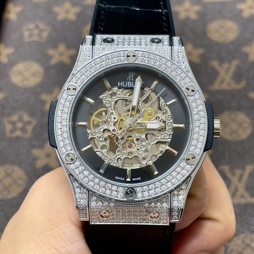 Đồng Hồ Hublot Cơ Lộ Máy Automatic Nhật Đính Full Đá 42mm (1)