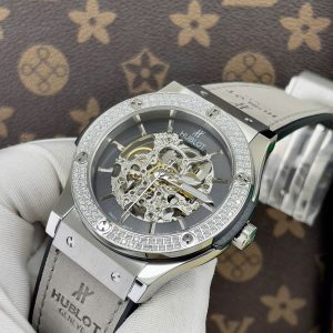 Đồng Hồ Hublot Cơ Lộ Máy Nhật Nam Đính Đá Dây Cao Su 42mm (6)