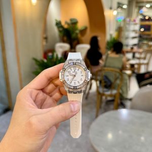 Đồng Hồ Hublot Dây Cao Su Màu Trắng Đính Full Đá Big Bang One Click 39mm (2)