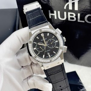 Đồng Hồ Hublot Fake Cao Cấp Máy Cơ Nhật Màu Đen Đính Đá 42mm (6)