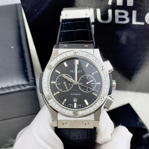 Đồng Hồ Hublot Fake Cao Cấp Máy Cơ Nhật Màu Đen Đính Đá 42mm (6)