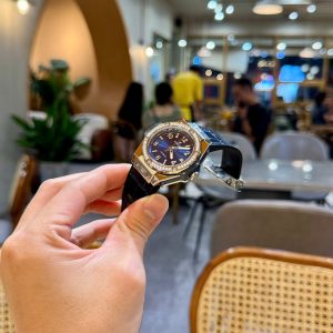 Đồng Hồ Hublot Màu Xanh Dương Big Bang One Click Đính Đá Replica 39mm (9)