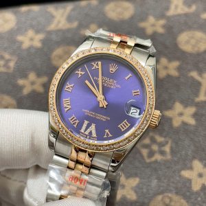 Đồng Hồ Nữ Rolex Fake Máy Cơ Nhật DateJust Mặt Số Màu Tím 31mm (1)