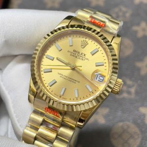 Đồng Hồ Nữ Rolex Fake Máy Nhật Automatic DateJust Màu Vàng 31mm (7)