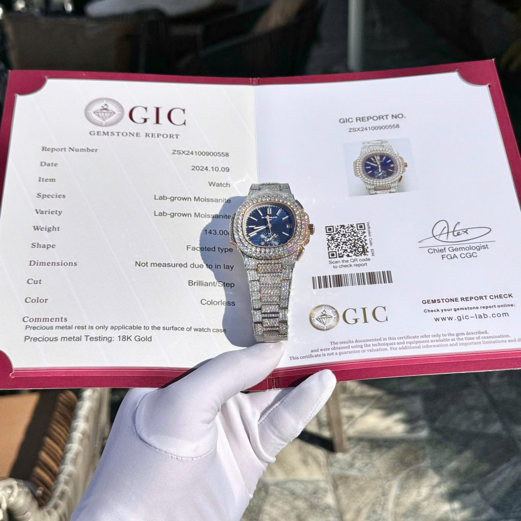 Đồng Hồ Patek Philippe Nautilus 5980 Đính Full Moissanite Hong Kong (2)