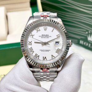 Đồng Hồ Rolex DateJust Fake Máy Cơ Nhật Mặt Trắng Số La Mã 38-41mm (3)