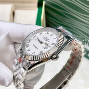 Đồng Hồ Rolex DateJust Fake Máy Cơ Nhật Mặt Trắng Số La Mã 38-41mm (3)