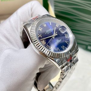 Đồng Hồ Rolex DateJust Fake Máy Cơ Nhật Mặt Xanh Số La Mã 38-41mm (4)