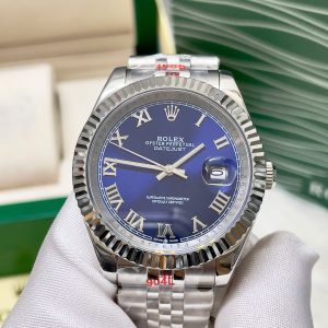 Đồng Hồ Rolex DateJust Fake Máy Cơ Nhật Mặt Xanh Số La Mã 38-41mm (4)