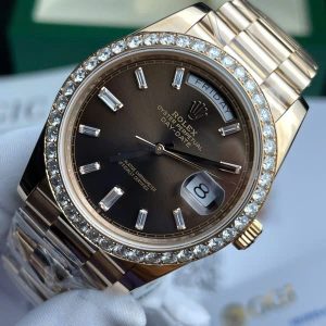 Đồng Hồ Rolex Day-Date Phủ Vàng Hồng Đính Đá Moissanite GM Factory 40mm (8)