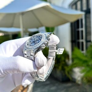 Đồng Hồ Rolex Daytona Mắt Hổ Đính Full Đá Moissanite Chế Tác 40mm (1)