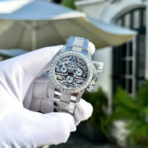 Đồng Hồ Rolex Daytona Mắt Hổ Đính Full Đá Moissanite Chế Tác 40mm (1)