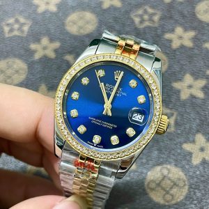 Đồng Hồ Rolex Fake Giá Rẻ Máy Pin Mặt Số Xanh Dương DateJust 31mm (7)